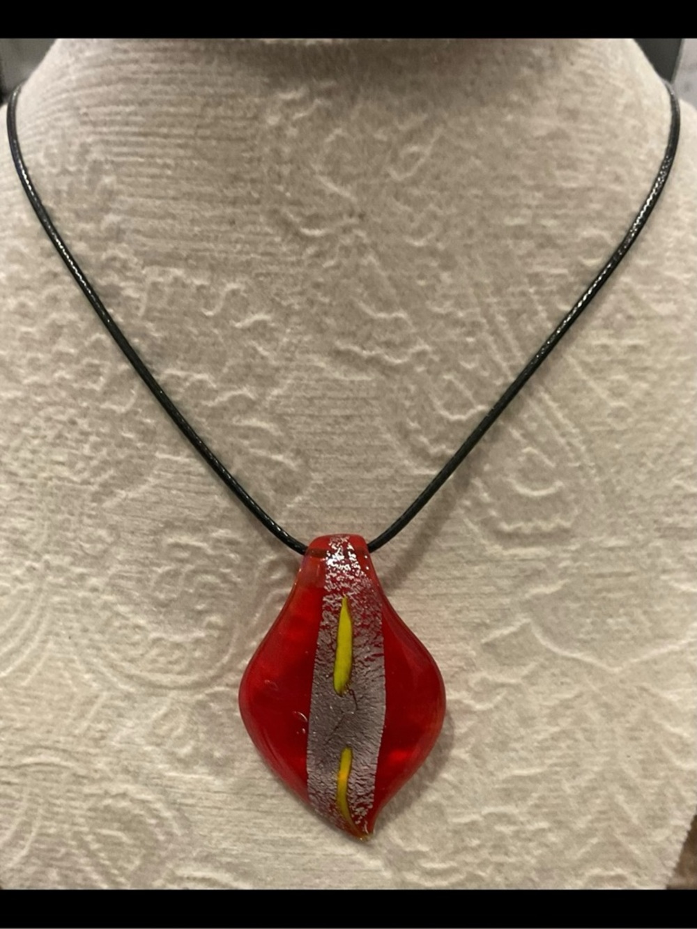 Mutant Inspired Red and Yellow Glass With Foil Pendant